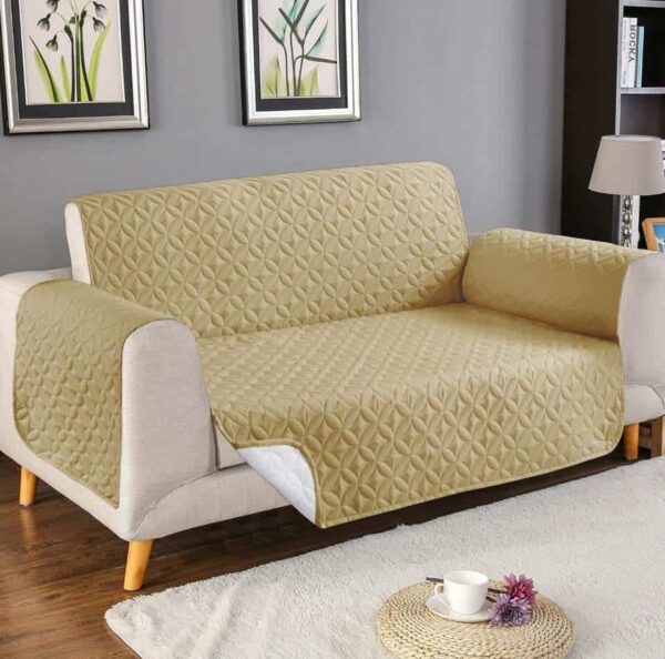 Waterproof Quilted Sofa Cover - khaki