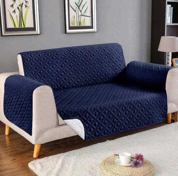 Waterproof Quilted Sofa Cover - Dark Blue