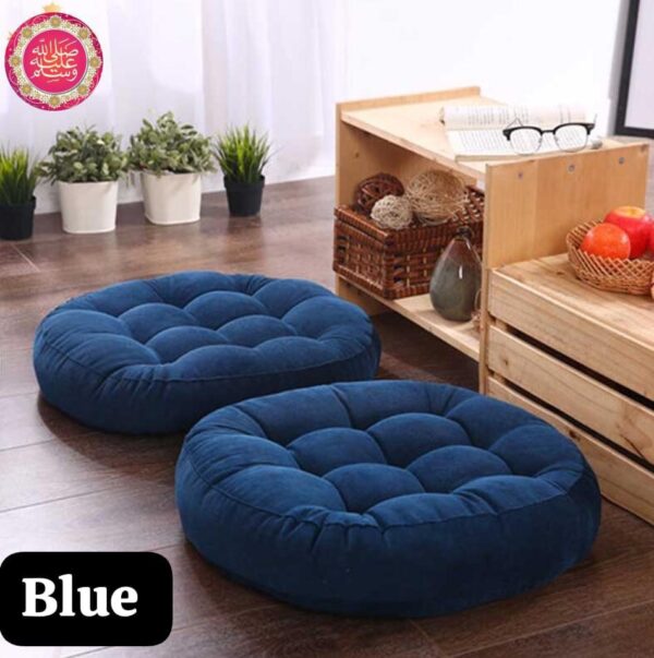 Premium Rounded Velvet Floor Cushion - Blue