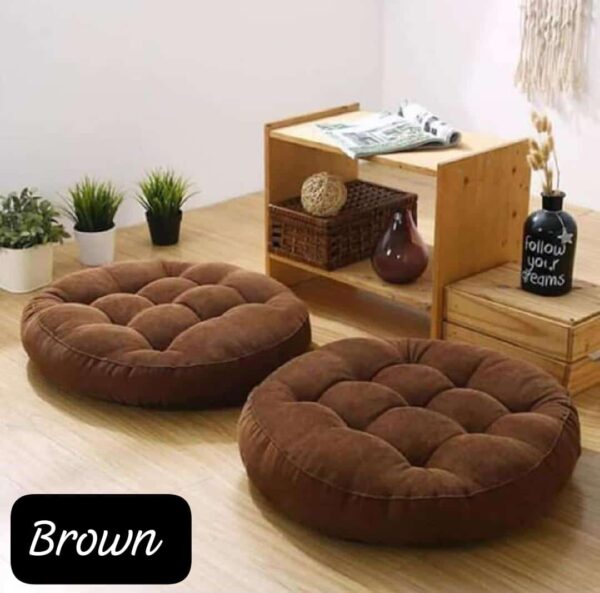 Premium Rounded Velvet Floor Cushion - Brown