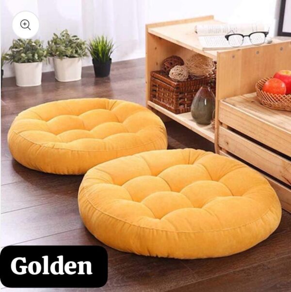 Premium Rounded Velvet Floor Cushion - golden